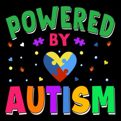Powered By Autism Awareness Month Autism - Autism Funny Gift T-Shirt