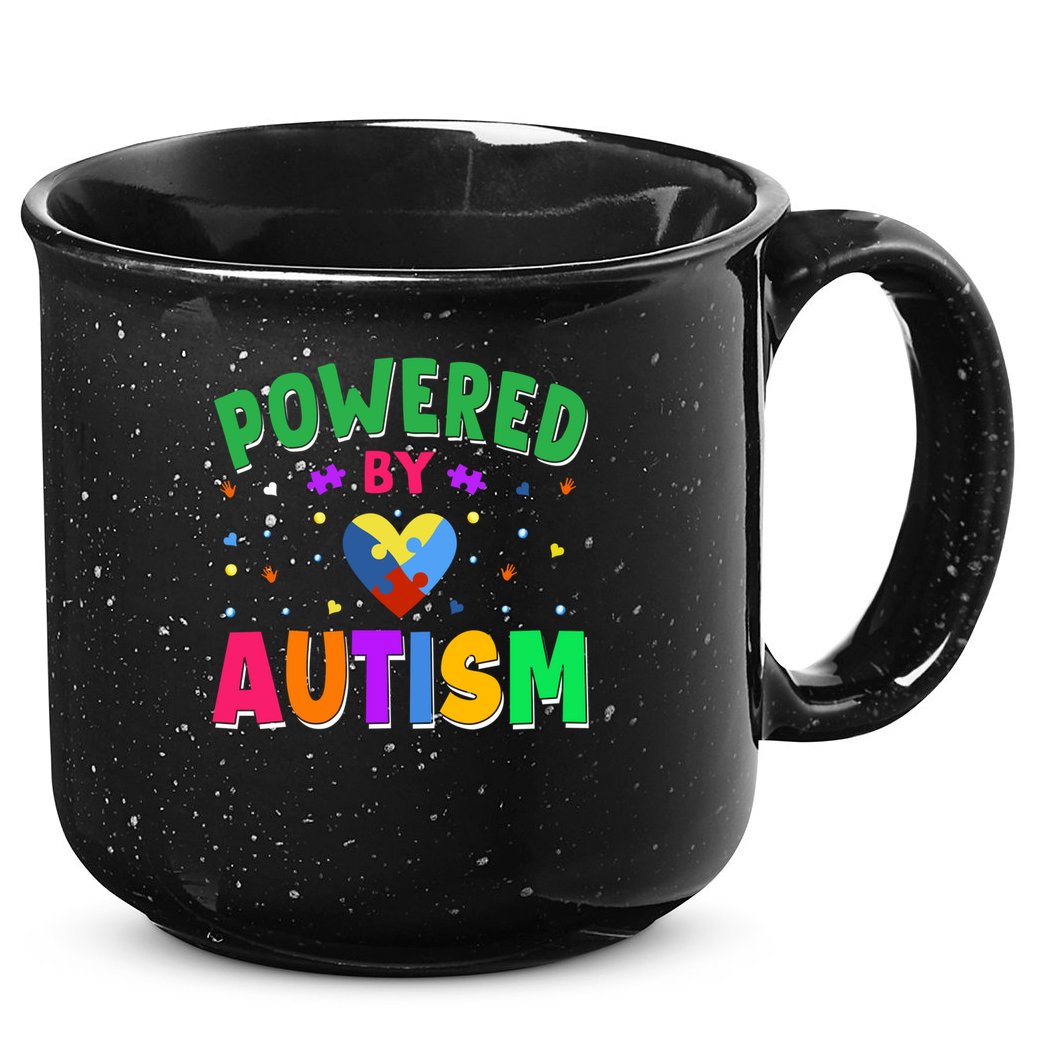 Powered By Autism Awareness Month Autism - Autism Funny Gift 15oz Campfire Ceramic Mug