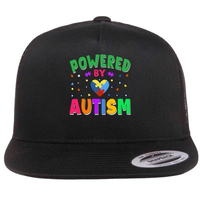 Powered By Autism Awareness Month Autism - Autism Funny Gift Flatbill Hat