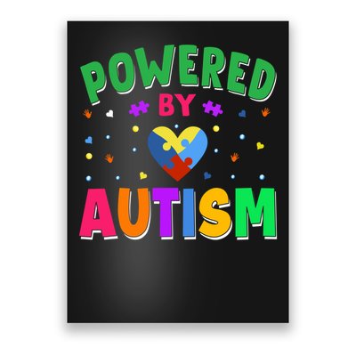 Powered By Autism Awareness Month Autism - Autism Funny Gift Poster