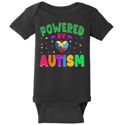 Powered By Autism Awareness Month Autism - Autism Funny Gift Baby Bodysuit