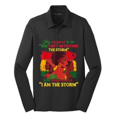 Proud Black African American Ladies Black History Month Silk Touch Performance Long Sleeve Polo