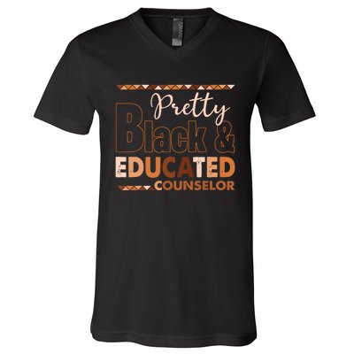 Pretty Black And Educated Counselor Black History Month V-Neck T-Shirt