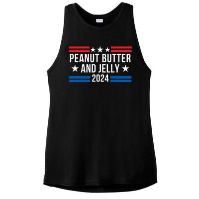 Peanut Butter And Jelly 2024 Funny Foodie Pbj Lover Funny Politics Pbj Sandwich Ladies PosiCharge Tri-Blend Wicking Tank