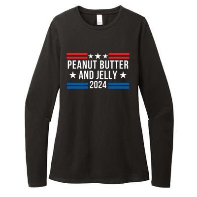 Peanut Butter And Jelly 2024 Funny Foodie Pbj Lover Funny Politics Pbj Sandwich Womens CVC Long Sleeve Shirt