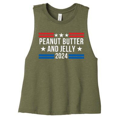 Peanut Butter And Jelly 2024 Funny Foodie Pbj Lover Funny Politics Pbj Sandwich Women's Racerback Cropped Tank