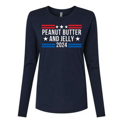 Peanut Butter And Jelly 2024 Funny Foodie Pbj Lover Funny Politics Pbj Sandwich Womens Cotton Relaxed Long Sleeve T-Shirt