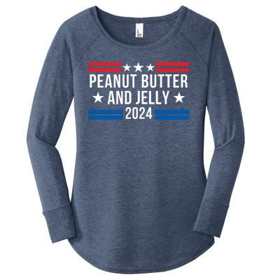 Peanut Butter And Jelly 2024 Funny Foodie Pbj Lover Funny Politics Pbj Sandwich Women's Perfect Tri Tunic Long Sleeve Shirt