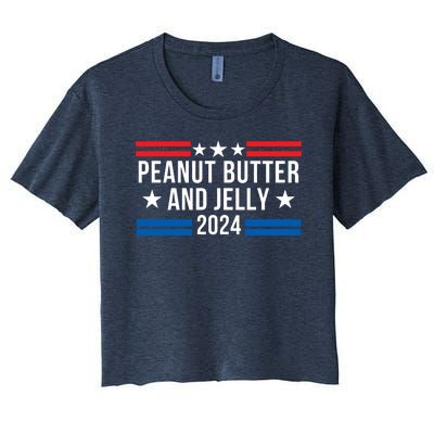 Peanut Butter And Jelly 2024 Funny Foodie Pbj Lover Funny Politics Pbj Sandwich Women's Crop Top Tee