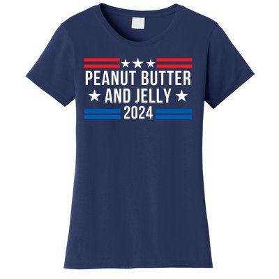 Peanut Butter And Jelly 2024 Funny Foodie Pbj Lover Funny Politics Pbj Sandwich Women's T-Shirt