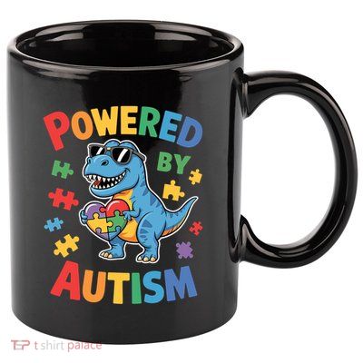 Powered By Autism For Autism Awareness 11oz C Handle Ceramic Mug