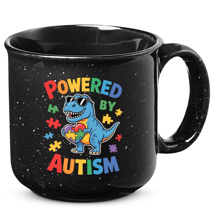 Powered By Autism For Autism Awareness 15oz Campfire Ceramic Mug
