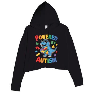 Powered By Autism For Autism Awareness Crop Fleece Hoodie