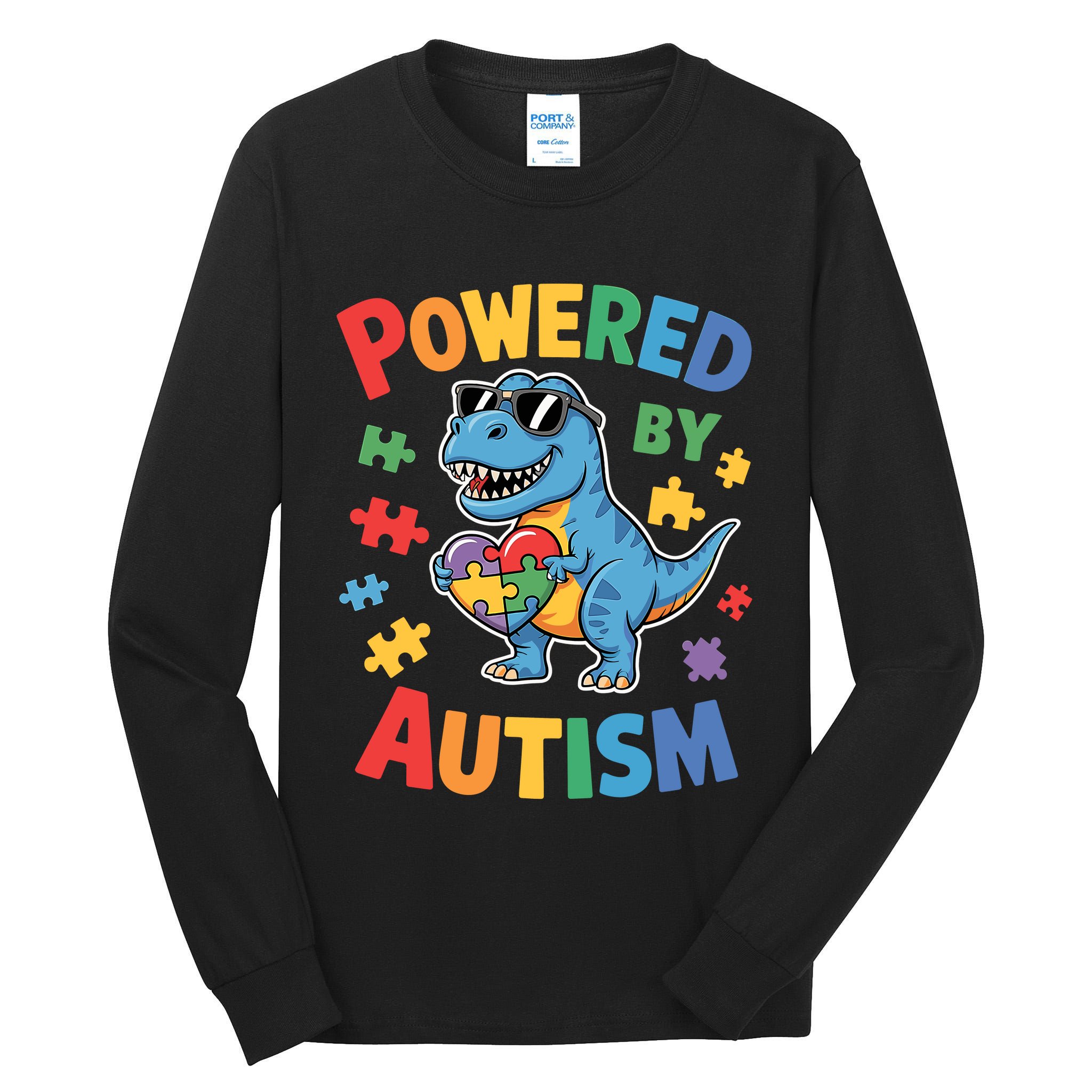 Powered By Autism For Autism Awareness Tall Long Sleeve T-Shirt