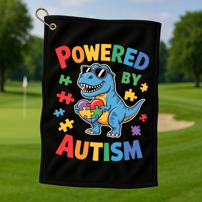 Powered By Autism For Autism Awareness Golf Towel