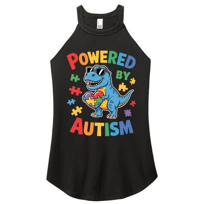 Powered By Autism For Autism Awareness Women's Perfect Tri Rocker Tank