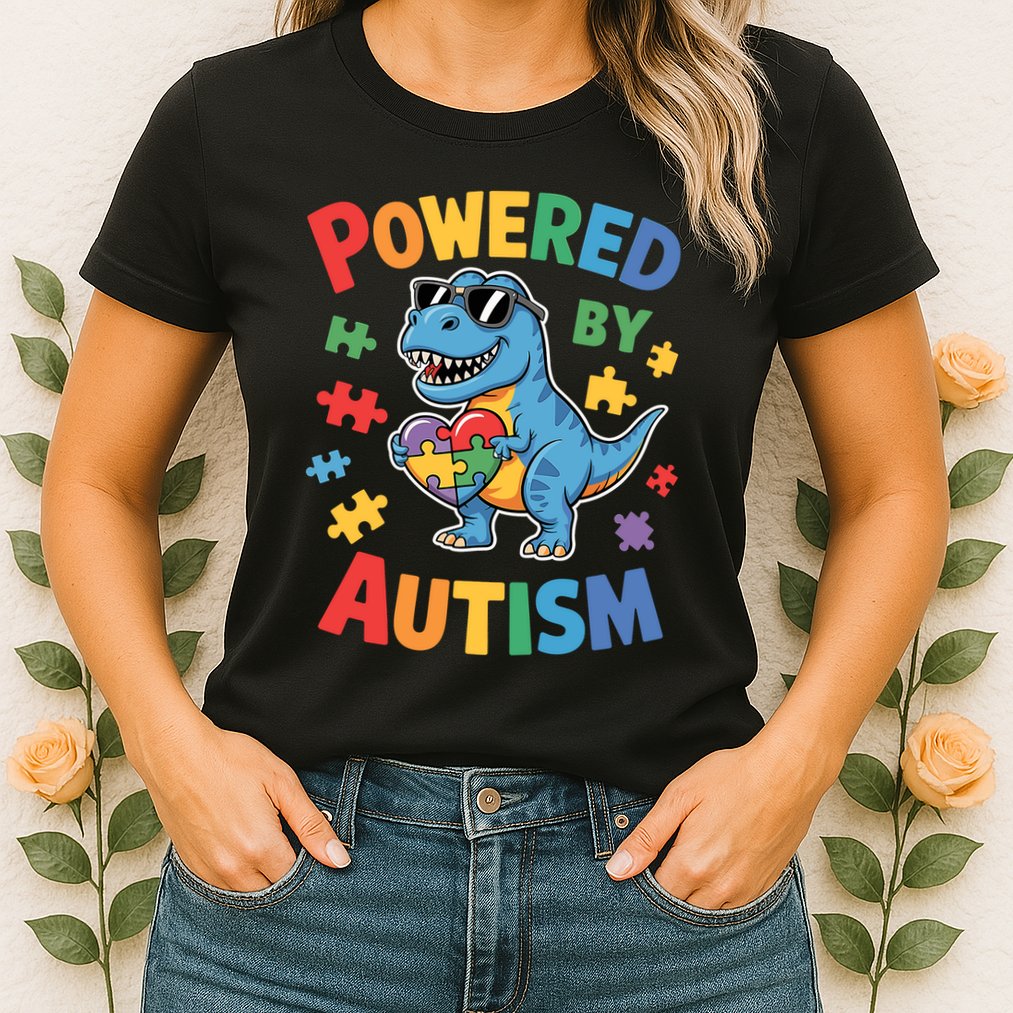 Powered By Autism For Autism Awareness Womens T-Shirt