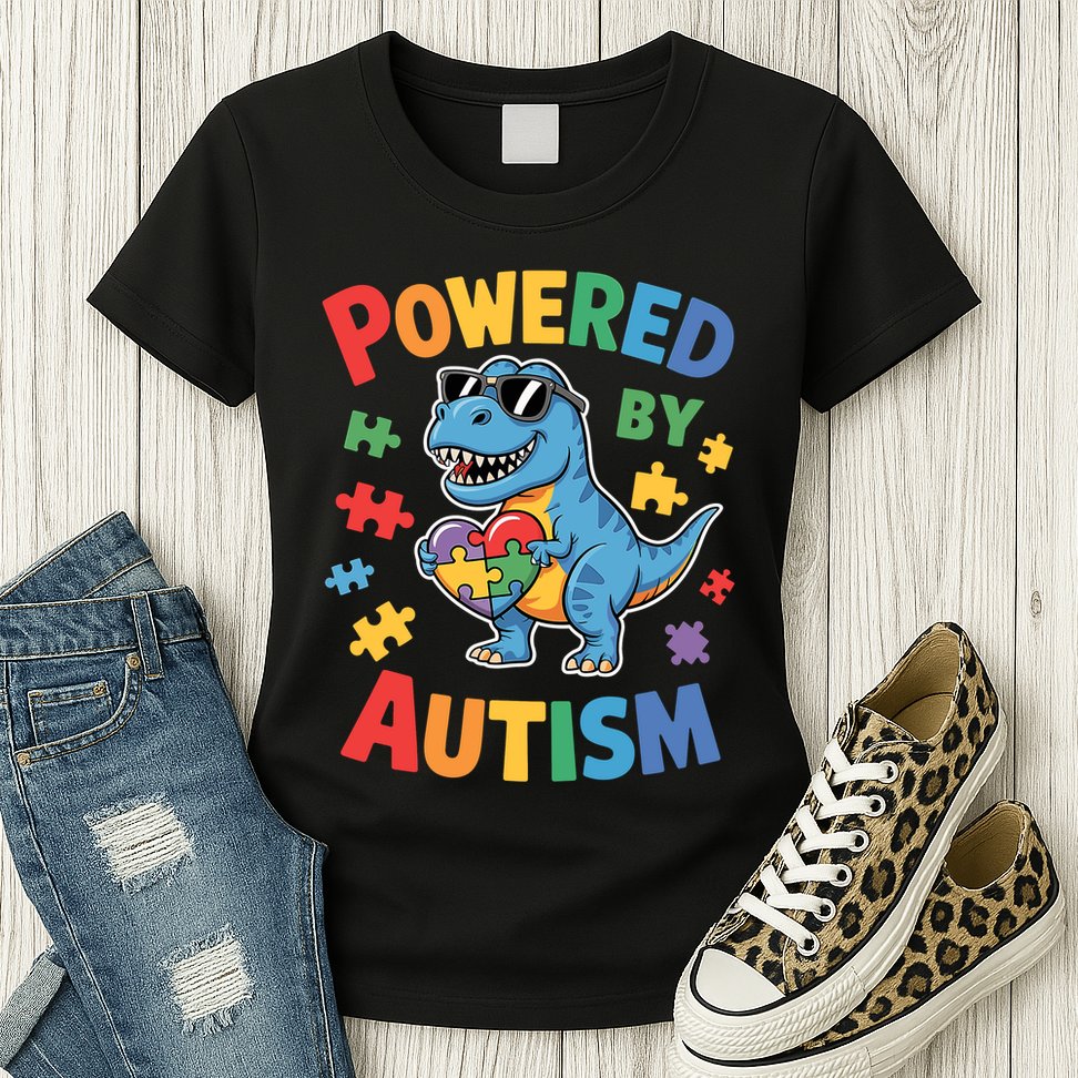 Powered By Autism For Autism Awareness Womens T-Shirt