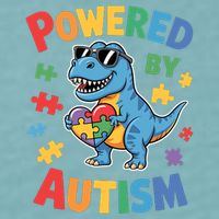 Powered By Autism For Autism Awareness Sueded Cloud Jersey T-Shirt
