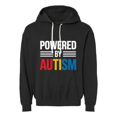 Powered By Autism For Autism Awareness Garment-Dyed Fleece Hoodie