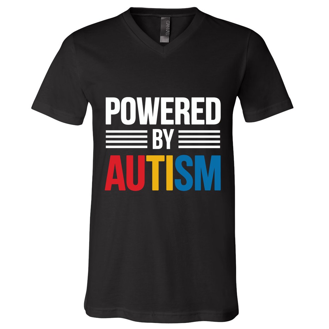 Powered By Autism For Autism Awareness V-Neck T-Shirt