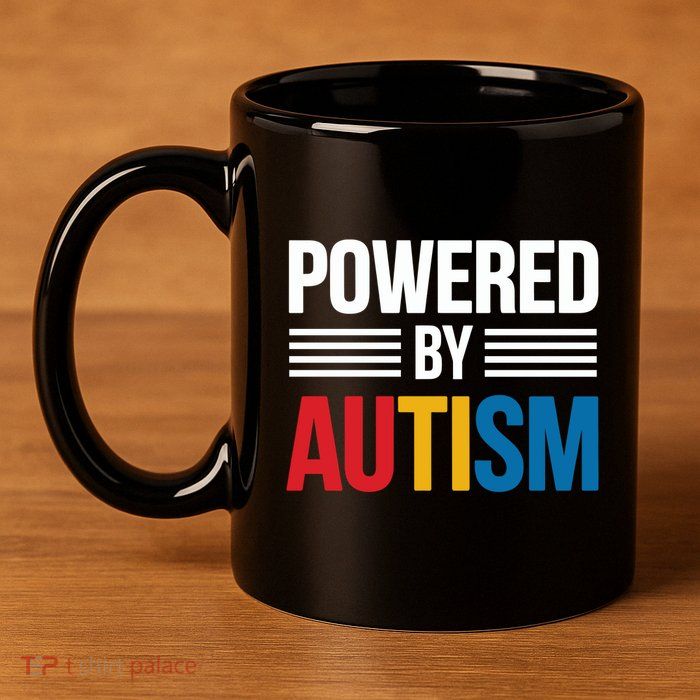 Powered By Autism For Autism Awareness 11oz C Handle Ceramic Mug