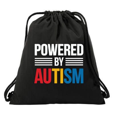 Powered By Autism For Autism Awareness Drawstring Bag