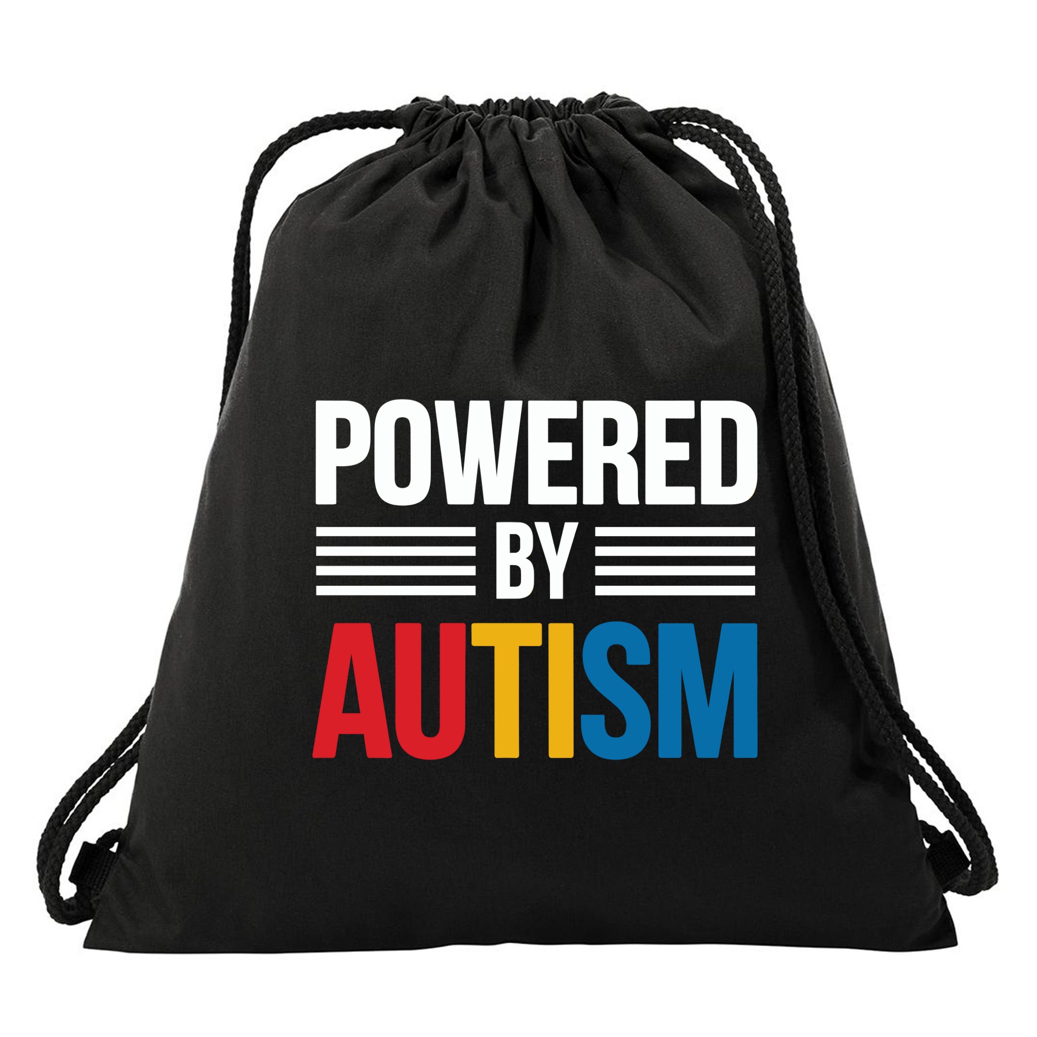 Powered By Autism For Autism Awareness Drawstring Bag