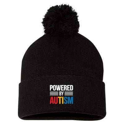 Powered By Autism For Autism Awareness Pom Pom 12in Knit Beanie