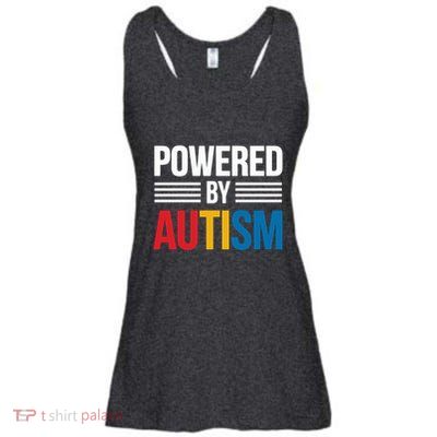 Powered By Autism For Autism Awareness Ladies Essential Flowy Tank