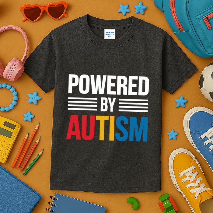Powered By Autism For Autism Awareness Kids T-Shirt