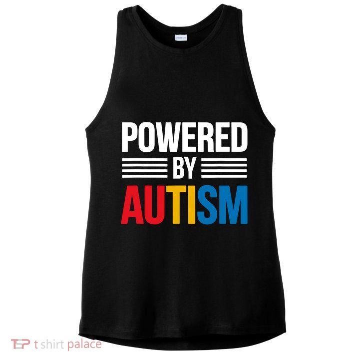 Powered By Autism For Autism Awareness Ladies PosiCharge Tri-Blend Wicking Tank
