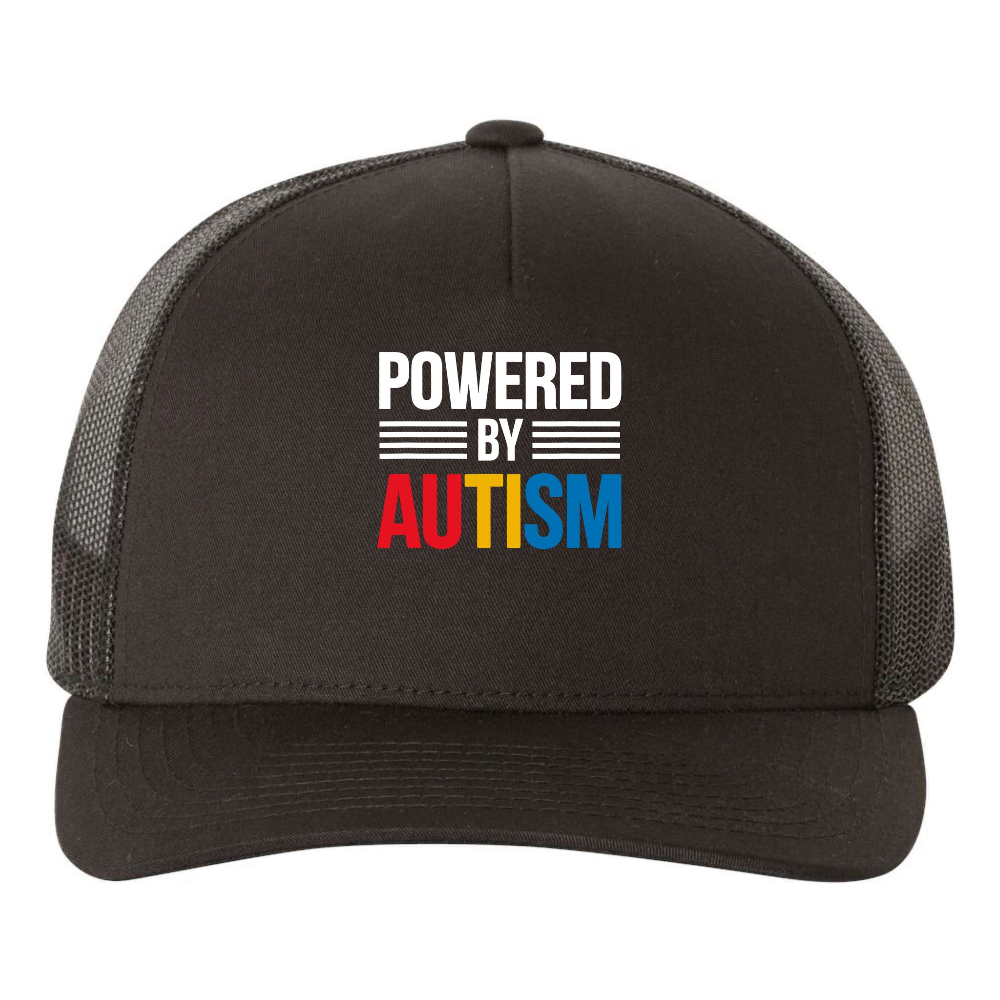 Powered By Autism For Autism Awareness Yupoong Adult 5-Panel Trucker Hat