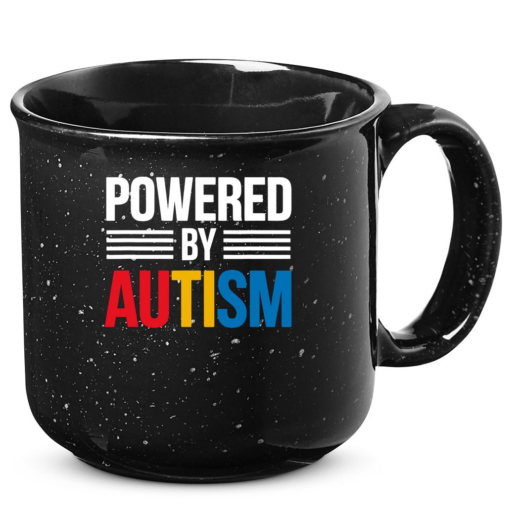Powered By Autism For Autism Awareness 15oz Campfire Ceramic Mug