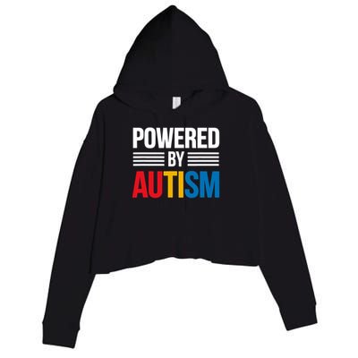 Powered By Autism For Autism Awareness Crop Fleece Hoodie