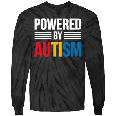 Powered By Autism For Autism Awareness Tie-Dye Long Sleeve Shirt