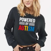 Powered By Autism For Autism Awareness Cropped Pullover Crew