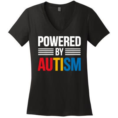 Powered By Autism For Autism Awareness Women's V-Neck T-Shirt