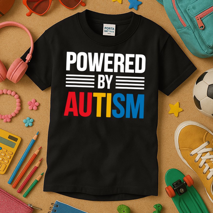 Powered By Autism For Autism Awareness Kids T-Shirt
