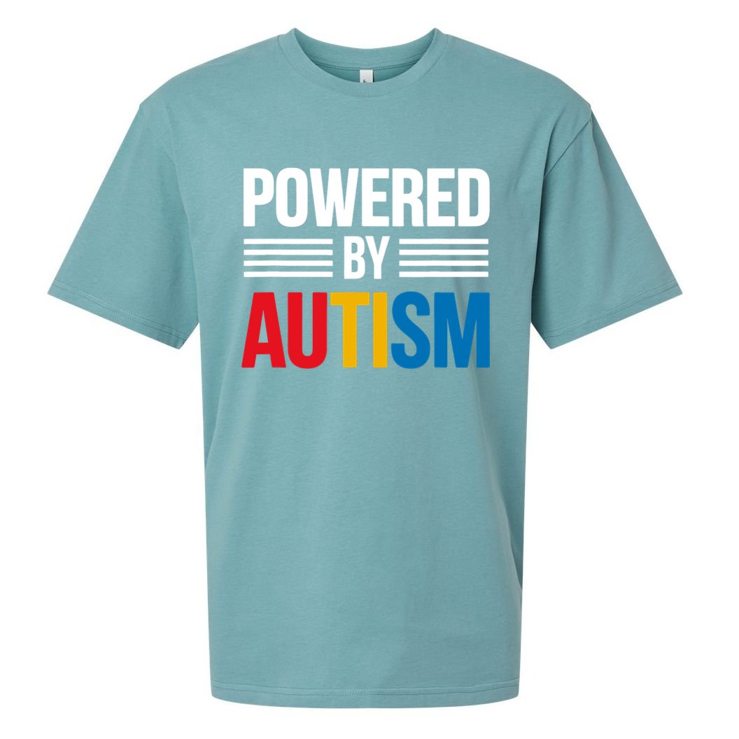 Powered By Autism For Autism Awareness Sueded Cloud Jersey T-Shirt