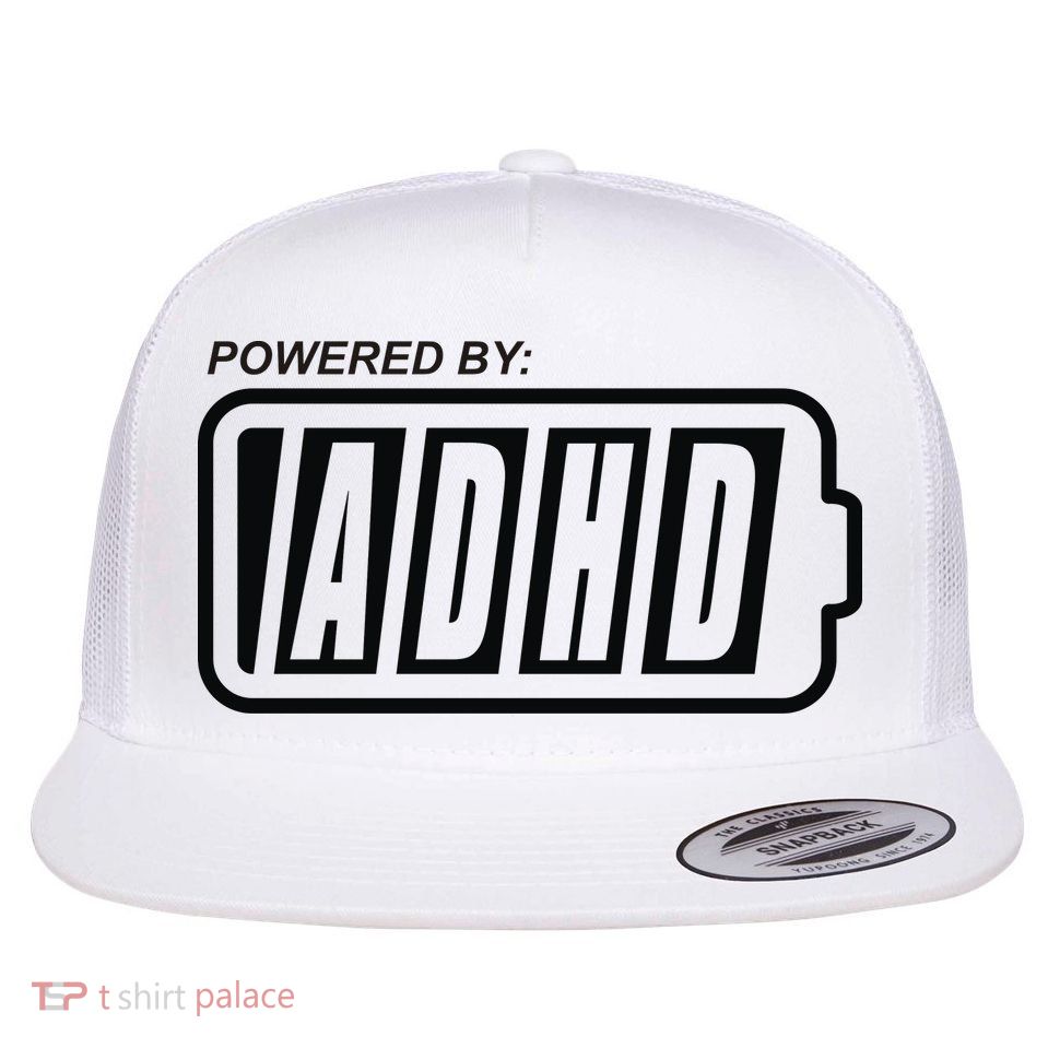 Powered By ADHD Flat Bill Trucker Hat