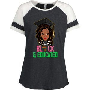 Pretty Black And Educated Pink And Green Black History Month Gift Enza Ladies Jersey Colorblock Tee