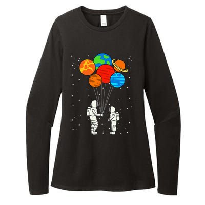 Planet Balloons Astronaut Planets Galaxy Space Outer Womens CVC Long Sleeve Shirt