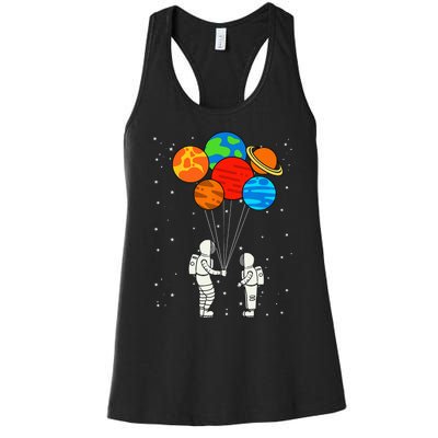 Planet Balloons Astronaut Planets Galaxy Space Outer Women's Racerback Tank