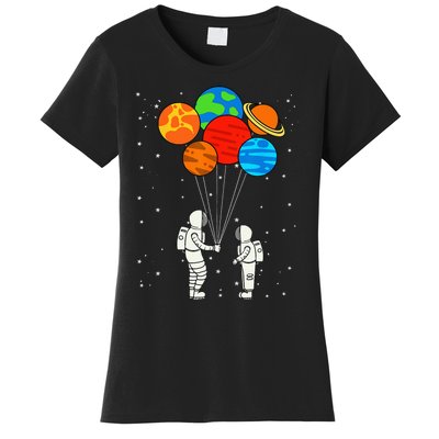 Planet Balloons Astronaut Planets Galaxy Space Outer Women's T-Shirt