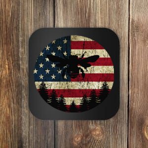 Patriotic Beekeeper American Flag 4th of july Gift Bee Coaster