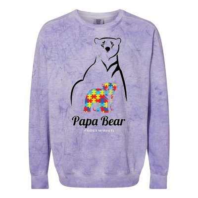 Papa Bear Autism Awareness Gift Colorblast Crewneck Sweatshirt