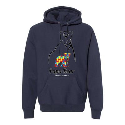 Papa Bear Autism Awareness Gift Premium Hoodie