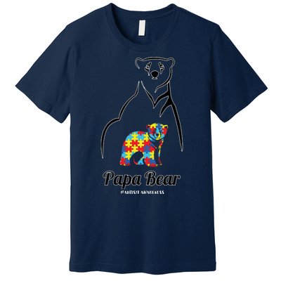 Papa Bear Autism Awareness Gift Premium T-Shirt