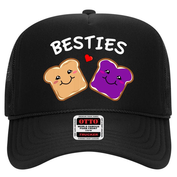 Peanut Butter And Jelly Best Friends Cartoon Food High Crown Mesh Back Trucker Hat